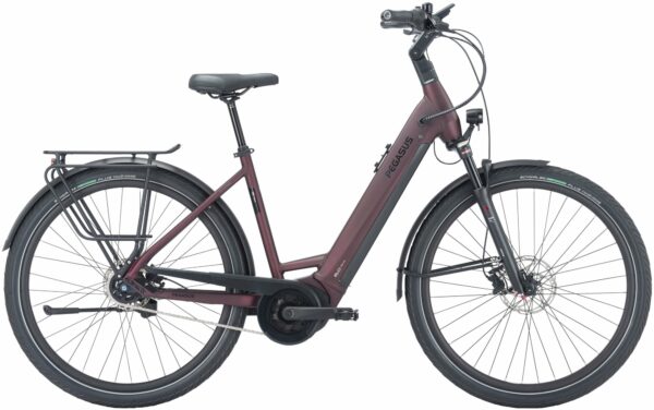 Pegasus Strong Evo 5R (750 Wh), 5 Gang Nabenschaltung, Damenfahrrad, Wave, Modell 2024, 28 Zoll 60 cm dark red matt