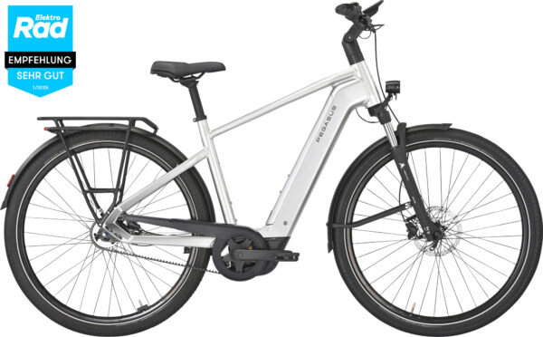 Pegasus PREMIO EVO 5F Belt (800 Wh), 5 Gang Nabenschaltung, Herrenfahrrad, Diamant, Modell 2025, 28 Zoll 60 cm arctic silver