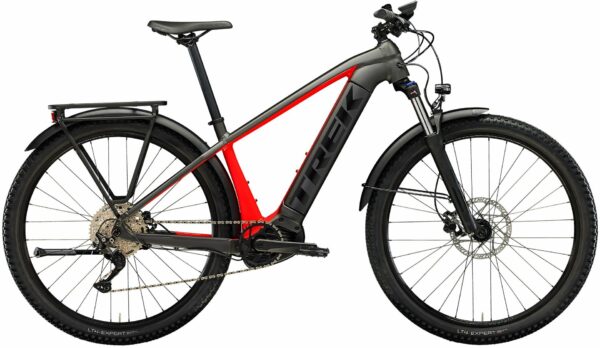 Trek Powerfly Sport 4 Equipped Gen 3 (500 Wh), 10 Gang Kettenschaltung, Herrenfahrrad, Diamant, Modell 2023, 27,5 Zoll 39.5 cm Matte Black/Gloss Red