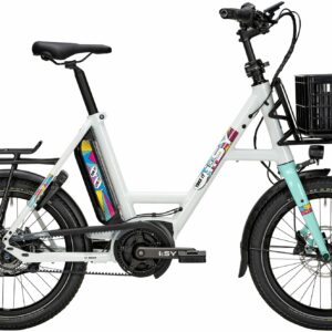 i:SY POP ART E5 ZR F (545 Wh), 5 Gang Nabenschaltung, Unisexfahrrad, Kompakt, Modell 2023, 20 Zoll 47 cm pop art white