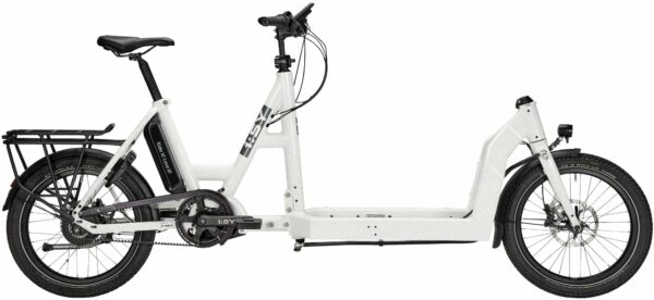 i:SY Cargo N3.8 ZR Maxi (545 Wh), stufenlose Nabenschaltung, Lastenrad, Long John, Modell 2023, 20 Zoll 47 cm seashell white