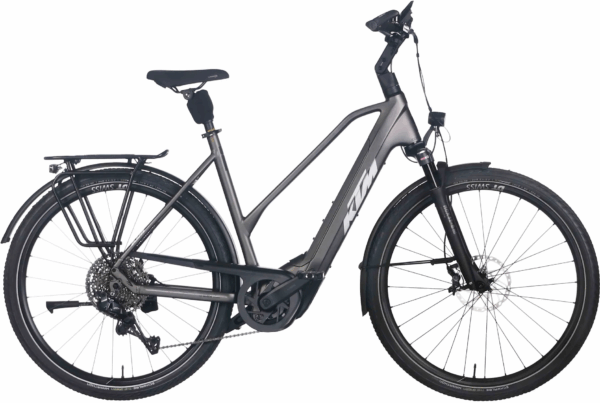 KTM MACINA STYLE 810 di2, 11 Gang Kettenschaltung, Damenfahrrad, Trapez, Modell 2025, 28 Zoll 56 cm machine grey matt (silver+black)