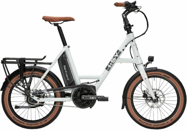 i:SY S8 F B (500 Wh), 8 Gang Nabenschaltung, Unisexfahrrad, Kompakt, Modell 2023, 20 Zoll 47 cm seashell white