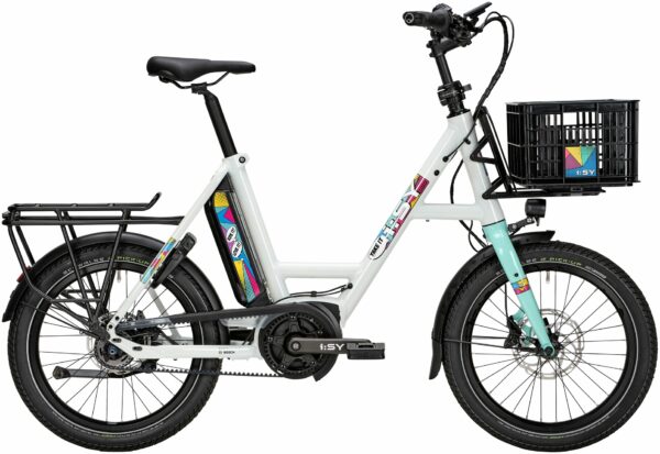 i:SY POP ART E5 ZR F (545 Wh), 5 Gang Nabenschaltung, Unisexfahrrad, Kompakt, Modell 2023, 20 Zoll 47 cm pop art white