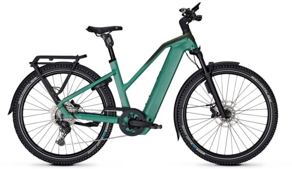 Kalkhoff ENTICE 5+ EXCITE ABS (800 Wh), 11 Gang Kettenschaltung, Damenfahrrad, Trapez, Modell 2025, 29 Zoll 53 cm mineralgreen / huntsmengreen matt