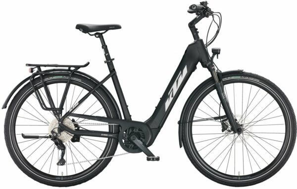 KTM MACINA TOUR CX 510 (500 Wh), 10 Gang Kette, Damenfahrrad, Deep, Modell 2022/2023, 28 Zoll 56 cm black matt (silver+orange)