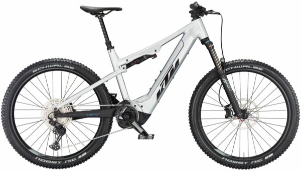 KTM MACINA LYCAN 772 (750 Wh), 11 Gang Kettenschaltung, Herrenfahrrad, Diamant, Modell 2023, 27,5 Zoll 48 cm starlight silver (black+blue)