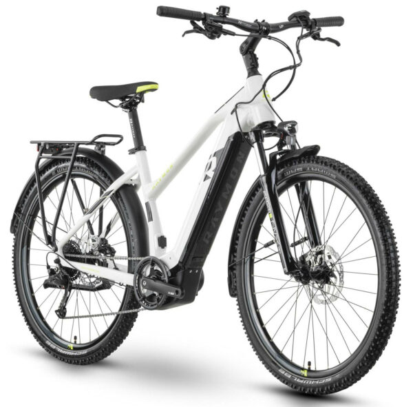 Raymon CrossRay E 5.0 M350 white/black/lime green 27,5" 500 Wh Trapez