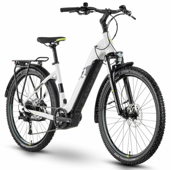 Raymon CrossRay E 5.0 M350 white/black/lime green 27,5" 500 Wh Wave