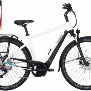 PEGASUS Premio Evo 10 Lite (500 Wh), 10 Gang Kettenschaltung, Herrenfahrrad, Diamant, Modell 2022/2023, 28 Zoll 50 cm metallic off-white/black matt