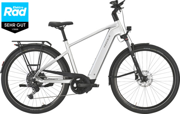 Pegasus PREMIO EVO 10 Lite (800 Wh), 10 Gang Kettenschaltung, Herrenfahrrad, Diamant, Modell 2025, 28 Zoll 60 cm arctic silver