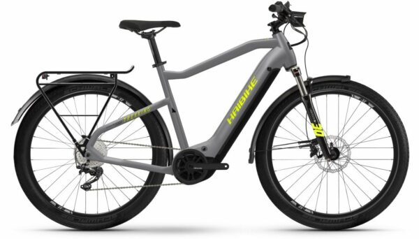 HAIBIKE Trekking 6 (630 Wh), 10 Gang Kettenschaltung, Herrenfahrrad, Diamant, Modell 2022, 27,5 Zoll 56 cm GLOSS_GREY_NEON YLW