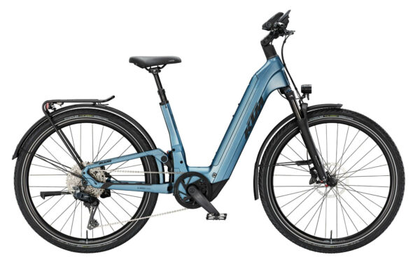 KTM MACINA STYLE FS PRIME Di2 STEEL BLUE MATT (BLACK GLOSSY) 28" 800 Wh Wave