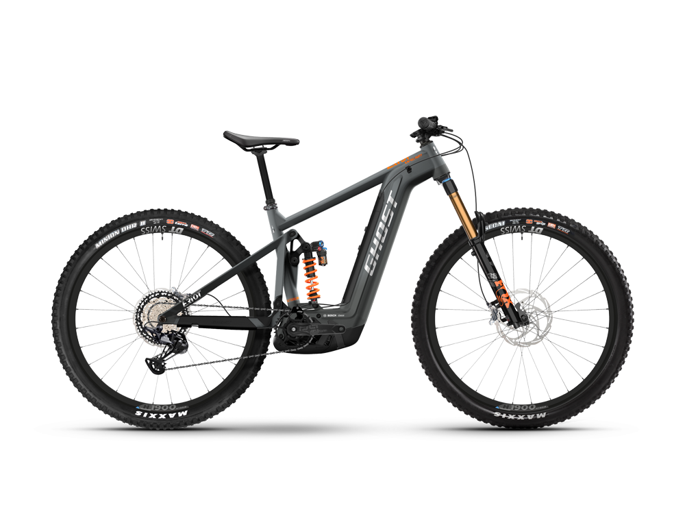 Ghost E-Riot EN Full Party | E-MTB Fully | 27,5" | 750Wh Bosch CX | grau / schwarz Größe: 42 cm