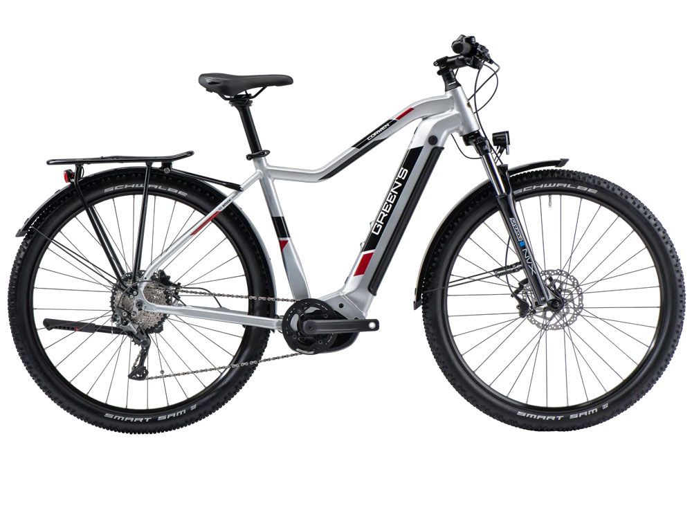 Green’s Corwen F625 Mid | Trekking E-Bike | 29" | 625Wh Bosch CX | light grey | medium & large Größe: 46 cm