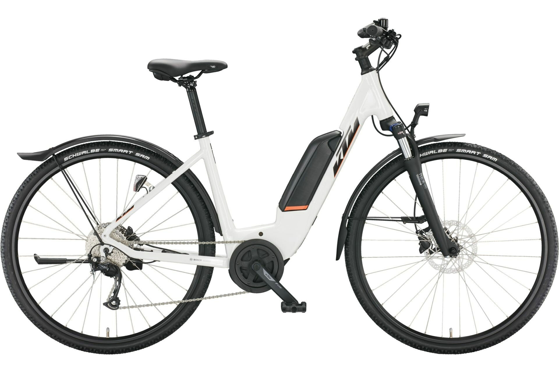 KTM MACINA CROSS STREET P510 white (black+orange) 28" 500 Wh Wave