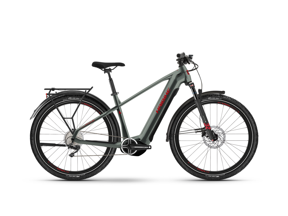 Haibike Trekking 5 High | Trekking E-Bike | 27,5" | 720Wh Yamaha PW-S2 | olive / rot Größe: 45 cm