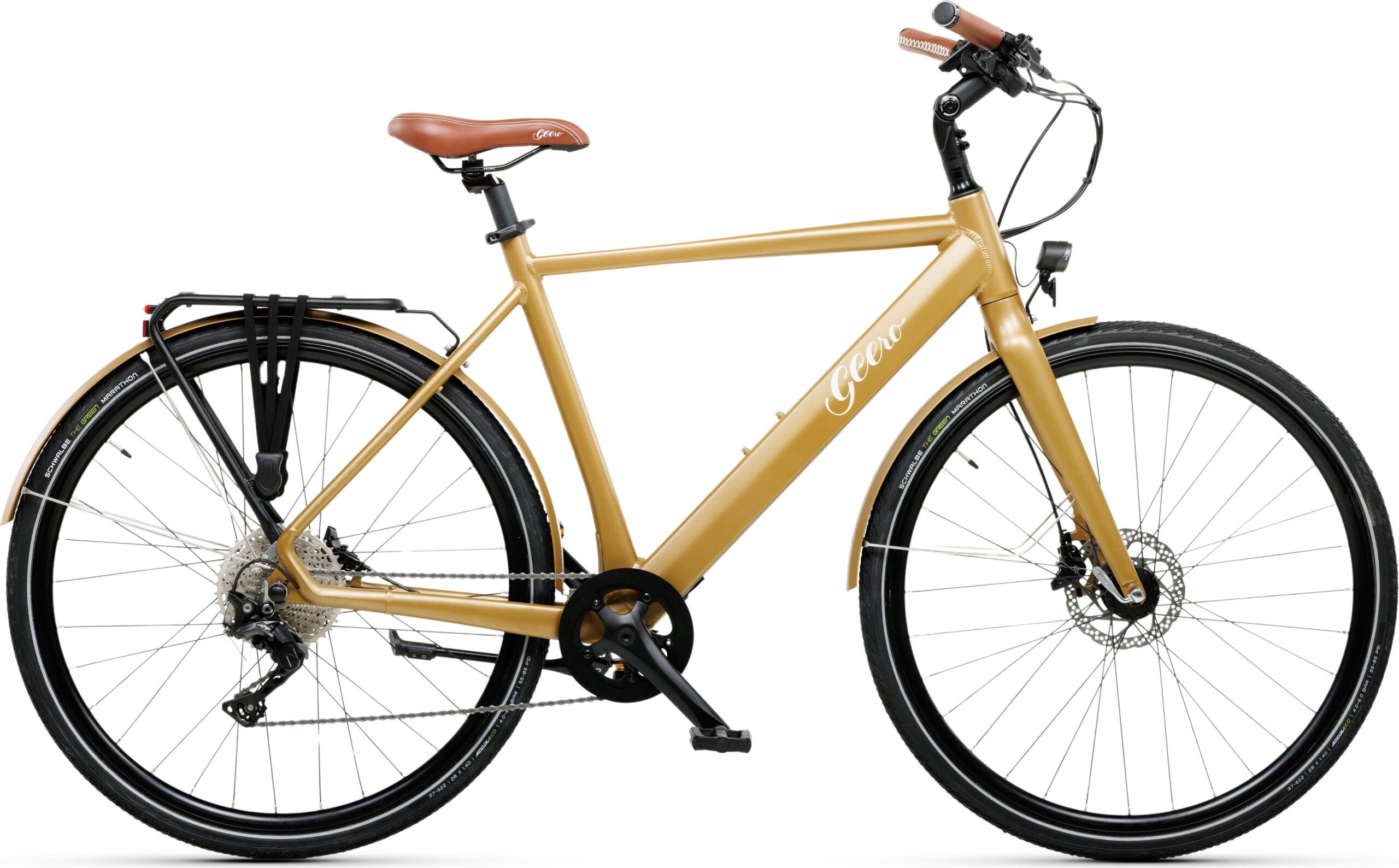 Geero FLEX E-Bike Gold 54 - braun & OLED Display - gebogener Lenker
