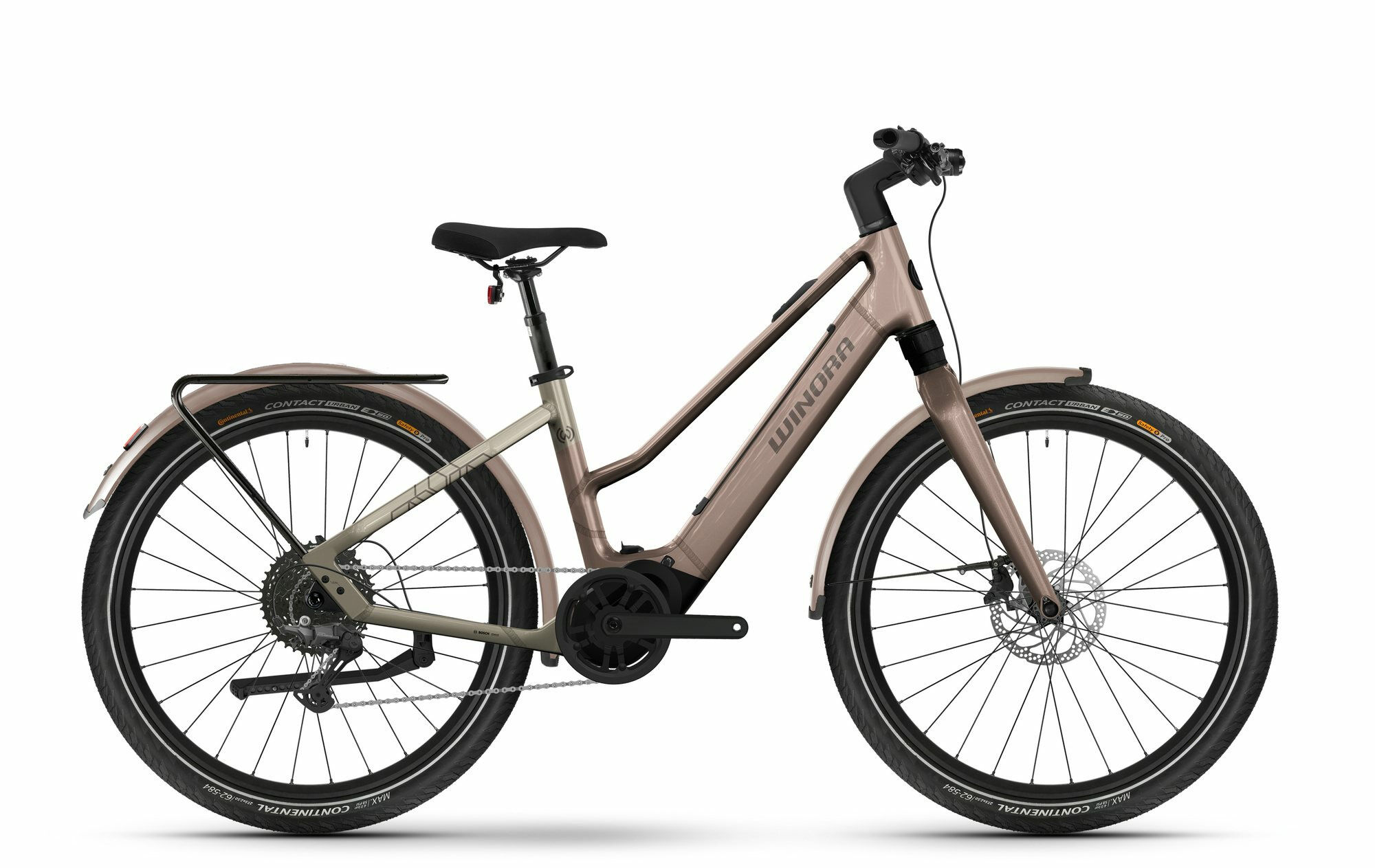 Winora iRIDE PURE X10 macadamia mist/suntan glänzend 27;5" 400 Wh Trapez