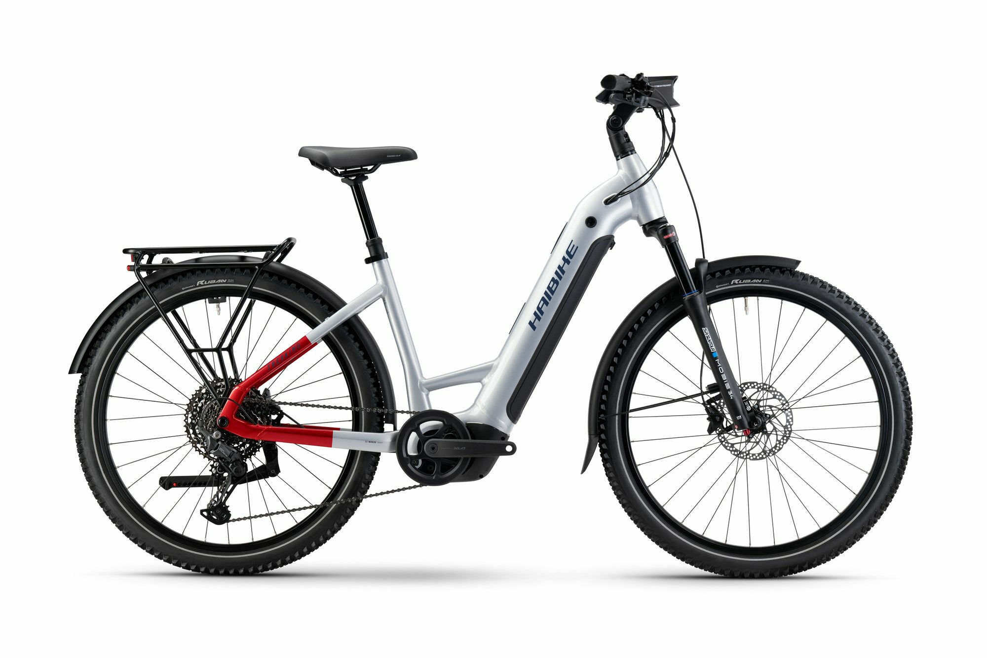 Haibike TREKKING 7 soft grey/red/blue glänzend 27;5" 800 Wh Wave