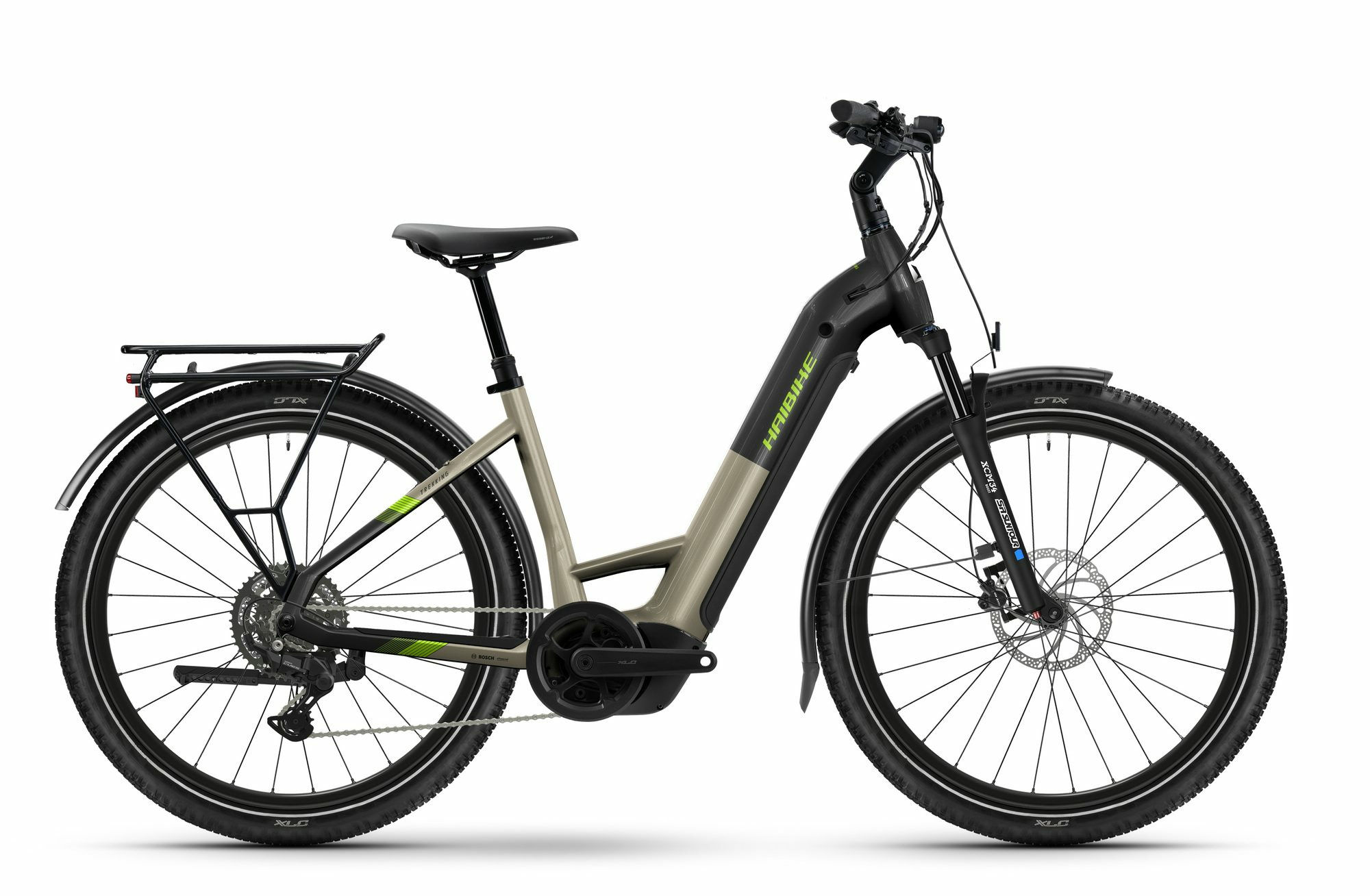 Haibike TREKKING 4 LOW - 27;5" 600 Wh - calm sand/lime glänzend