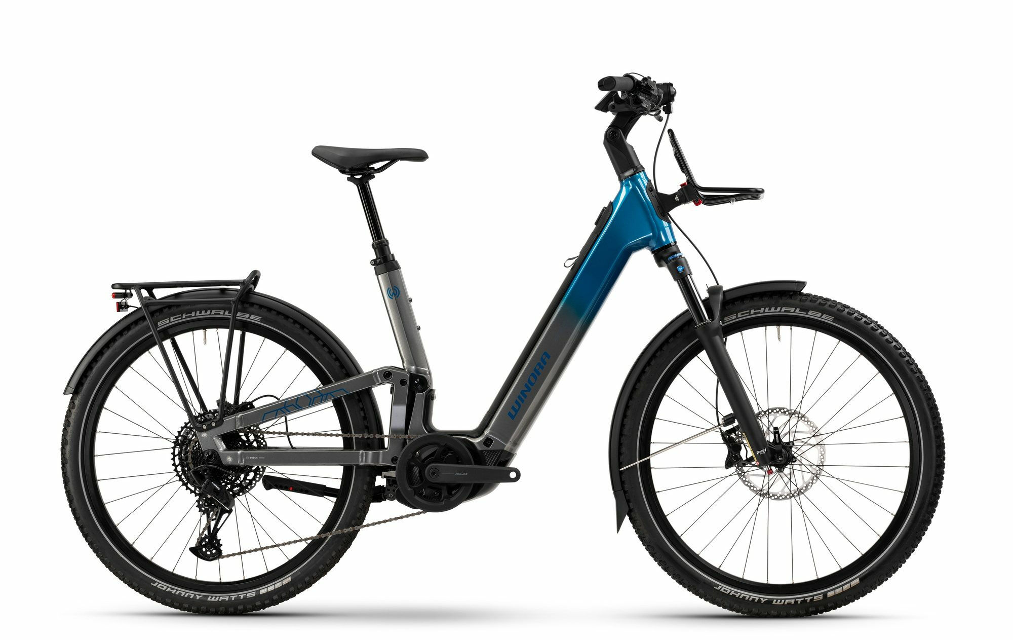Winora SINUS FS X12 - 27;5" 800 Wh - platinum/blue glänzend