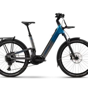 Winora Sinus FS X12 Low | E-MTB Fully | 27.5" | 800Wh Bosch CX | platinum / blue Größe: 49 cm