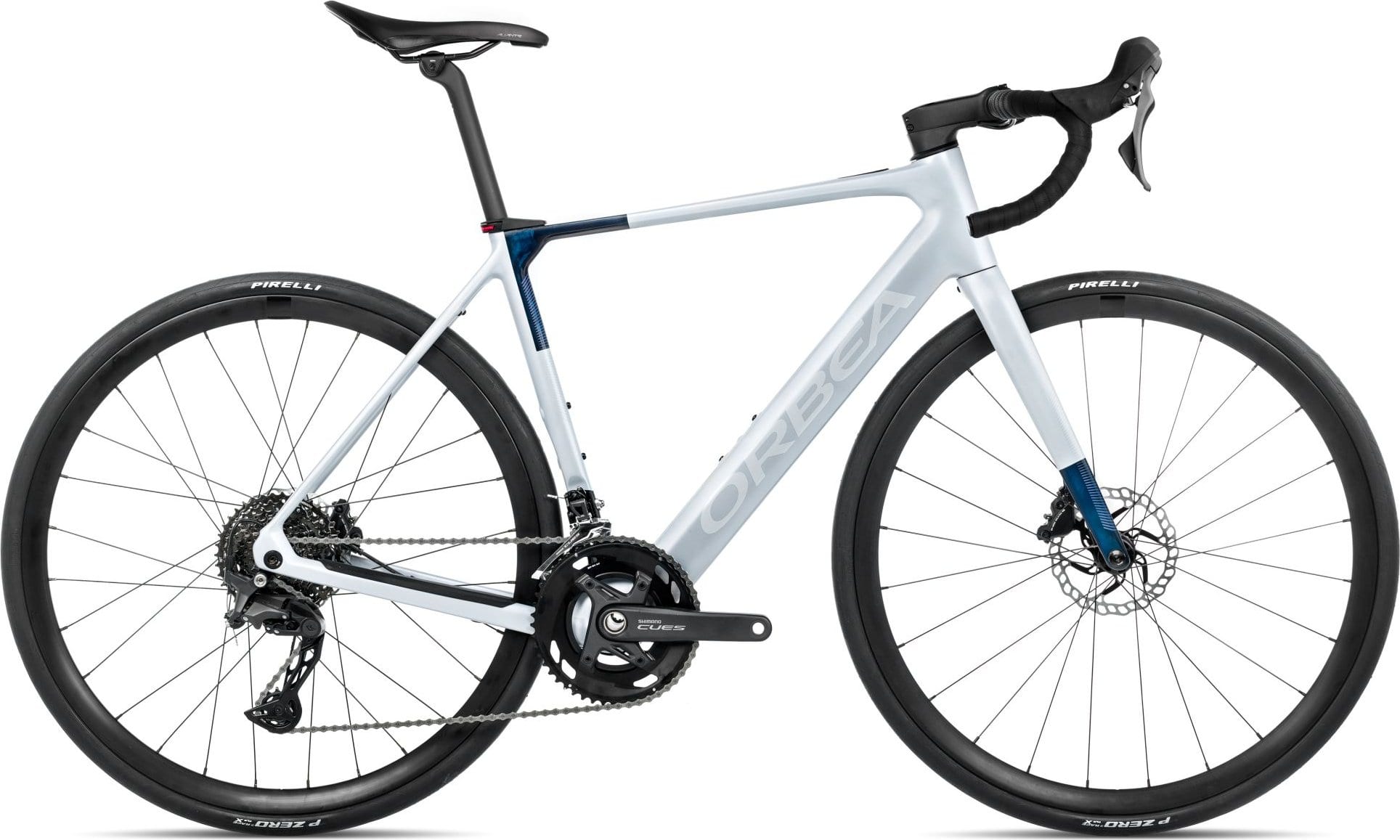 Orbea Gain M40 - 2026 - Halo Silver (Matt) - Blue Carbon View (Gloss) | S