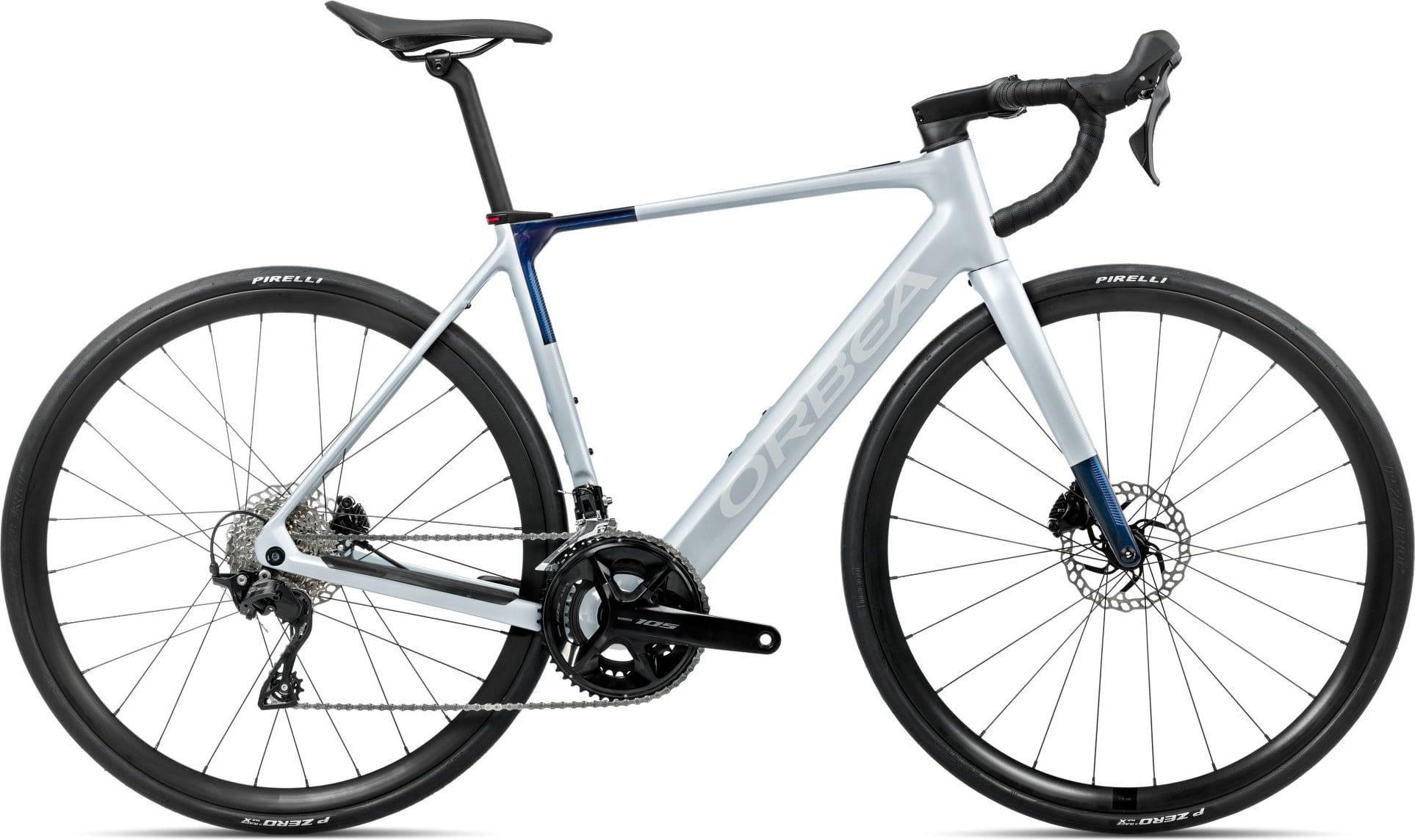 Orbea Gain M30 - 2026 - Halo Silver (Matt) - Blue Carbon View (Gloss) | S